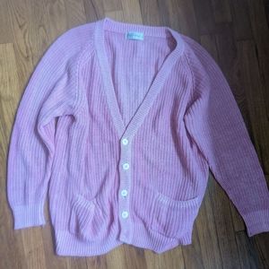 Hand-Dyed Knit Cotton Pink Cardigan